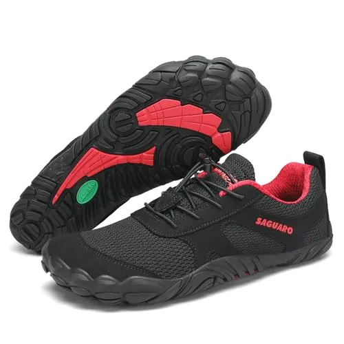 SAGUARO Barefoot Hombre Mujer Zapatillas Minimalistas Calzado Minimalistas Zapatillas de Trail Running Exterior Zapatos Barefoot Negro Estándar,Gr.43