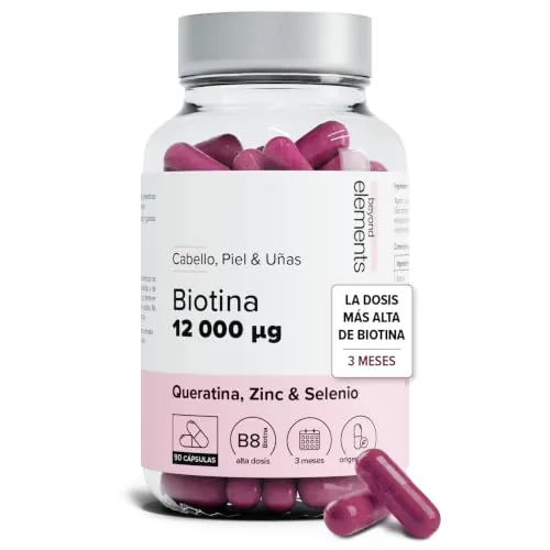 Biotina 12.000 µg con Queratina, Selenio & Zinc - Tratamiento de 3 Meses