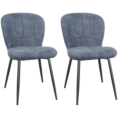 ANVOFONG Pack de 2 Sillas de Comedor Tapizadas Comfort Gris Oscuro | Diseño Moderno Sillas de Cocina Tela de Chenille con Patas de Metal Robusta para Comedor Salón Oficina Recepción