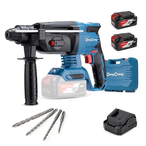 DongCheng Martillo Perforador a batería 20V, SDS-plus 2,8 J (2 baterías)
