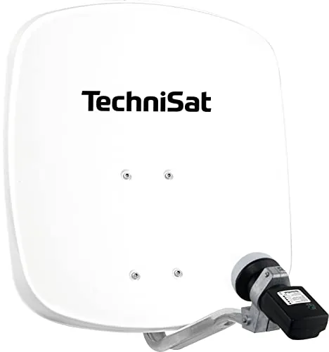 TechniSat DIGIDISH 45 – Antena satelital para 1 Usuario (pequeño Sistema satelital de 45 cm - Set Completo con Soporte de Pared y LNB Satfinder V/H) Blanco