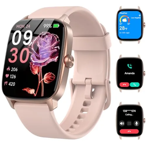 Reloj Inteligente Mujer Hombre con Llamadas Bluetooth y Voz AI, 1.85'' Smartwatch con Whatsapp Notificación, Pulsómetro/SpO2/Sueño/Podómetro, 110+ Modos Deportivos, Impermeable IP68 para iOS/Android