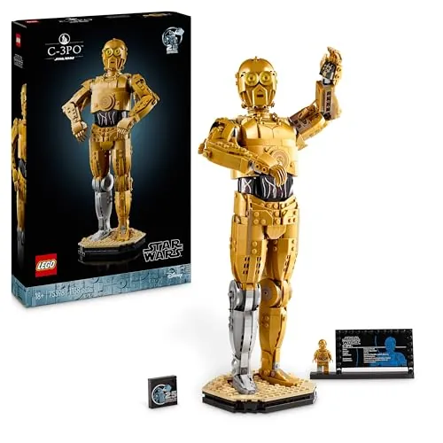 LEGO Star Wars 75398 C-3PO Figura de Droide - Kit de Maquetas para Adultos de Colección - Base, Placa Informativa y Minifigura - Regalo para Hombres y Mujeres Fans de la Saga