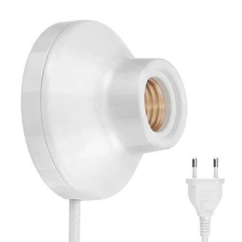 ledscom.de Portalámpara ELEKTRA, enchufe, interruptor, porcelana, blanco brillante, redondo, 1x E27 máx. 300W