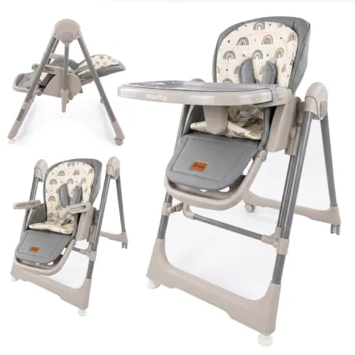 Twinly Movity Trona Bebé Evolutiva 2 en 1, Hamaca y Columpio, Gris