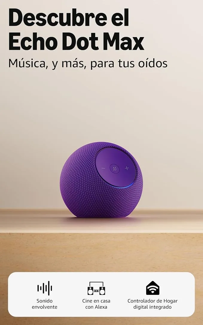 Amazon Echo Dot Max (última generación): altavoz Alexa con sonido envolvente y controlador de Hogar digital integrado, Amatista