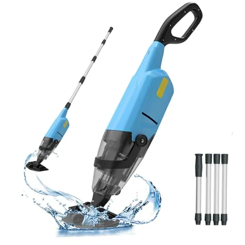 Aspirador de piscina con batería, limpiador de piscina inalámbrico con tiempo de funcionamiento de 90 minutos, aspiradora de piscina, 4088 L/h, fuerte succión, rápida eliminación de la suciedad