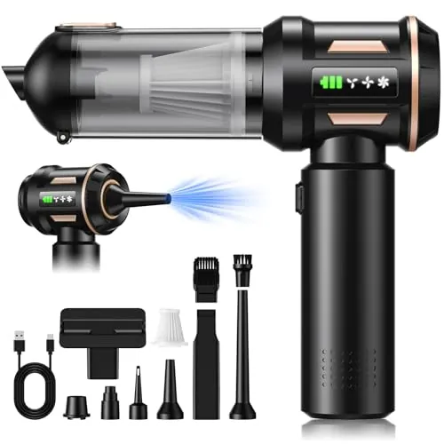 SLOKSFil 2026 Aspiradora de Mano,28000PA Aspiradora Mini 4 en 1 Sin Cable, Autovaciado con un Solo Botón y, 3 Niveles de Succión Motor sin Escobillas, para el/HogarPelos/Animales/Cocina (HL138)
