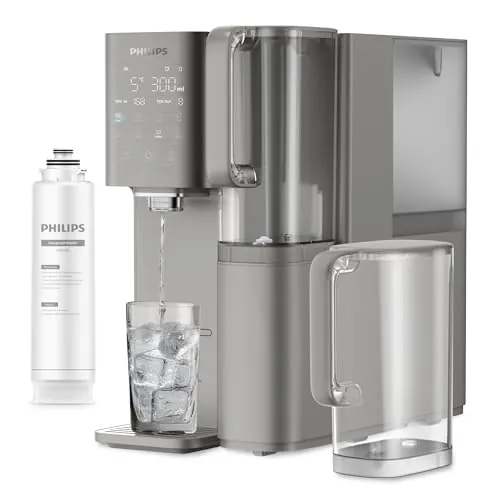 Philips Water Dispensador de agua por ósmosis inversa 7500: agua fría y caliente purificada al instante, minerales esenciales, filtración RO 6 en 1, >110 contaminantes reducidos, UV-C, 2000 L