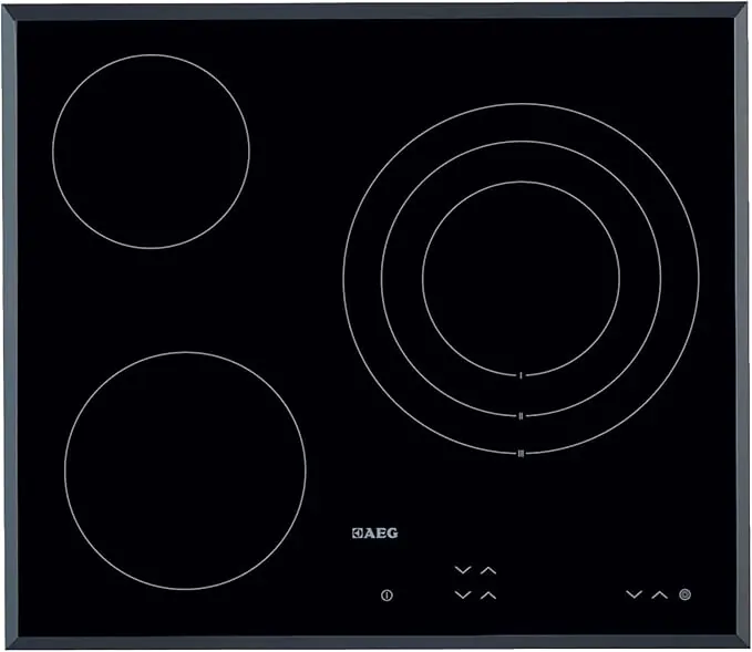 AEG HK623020FB Placa vitrocerámica, Biselada, 3 Zonas de cocción, Doble de 27 cm, Panel de Control táctil Independiente, Bloqueo Seguridad, Negro, 60 cm