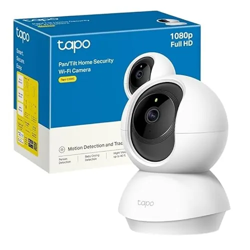 Tapo C200C – Cámara IP Wi-Fi 360°, FHD 1080p, Visión Nocturna, Detección de Movimiento, Admite Tarjeta SD, Compatible con Alexa, Cable de 1,5 m, sin Soporte de Montaje