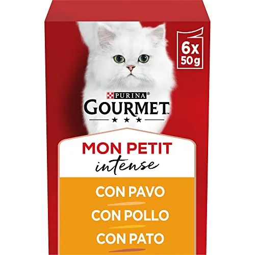 GOURMET Mon Petit, Comida Húmeda para Gato Adulto, Trocitos en Salsa, Surtido de Pavo, Pollo y Pato, 8 Packs de 6 Sobres de 50 g. (48 sobres)