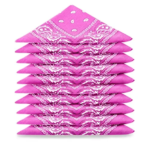 Karl Loven EL BANDANA - Lote de bandanas 100% Algodon de primera calidad Paisley Panuelo Cabeza Cuello Bufanda - Juego de 20 Rosa