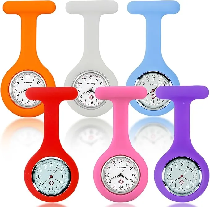 Sporgo Reloj de Enfermera 6 Unidades Con Clip y Broche de Silicona - Pulsera de Cuarzo Para Médicos