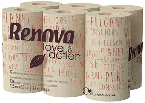 RENOVA Papel Higiénico Love & Action, 108 Rollos, Kraft