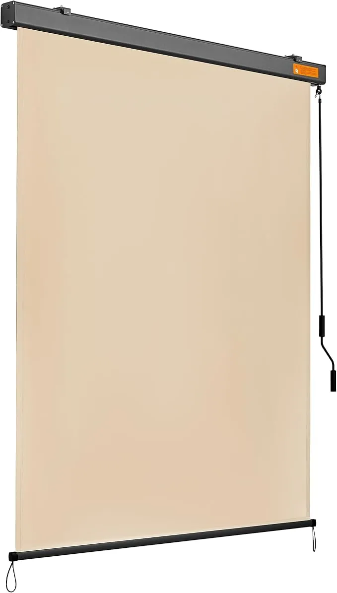 Yaheetech Toldo Vertical 250 x 160 cm Toldo Enrollable a Mano con Manivela Estor para Exterior Protección Solar y de la Intimidad Resistente al Agua con Manivela para Balcón Terraza y Jardín Beige