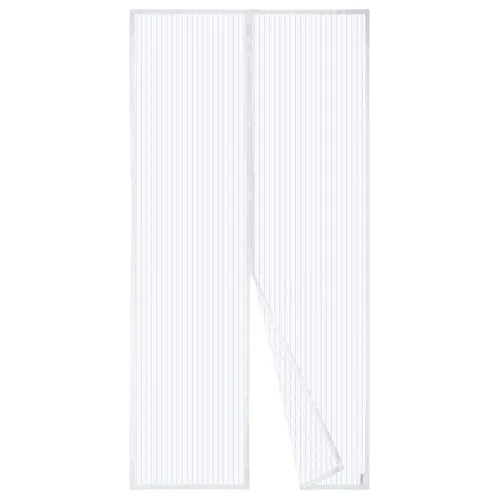Mosquitera magnética para puerta de Apalus, cortina de malla, junta magnética de arriba a abajo con cierre automático, mantiene el aire fresco en el interior (120 x 220 cm), color blanco