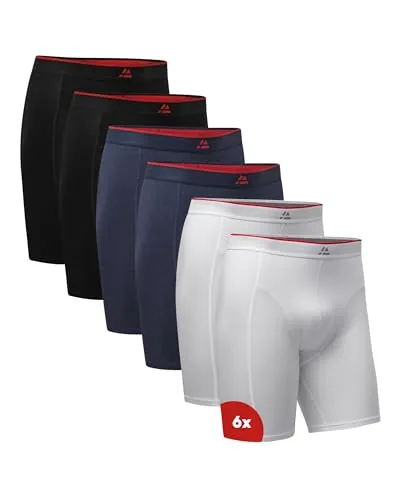 DANISH ENDURANCE Calzoncillos Extra Largos, 3 y 6 Pack MC (2xNegro/Rojo, 2xAzul Marino, 2xBlanco) 3XL