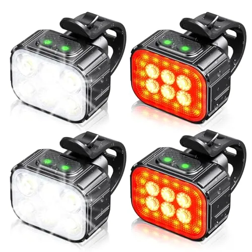 CIRYCASE Luz Bicicleta Potente LED, 8+12 Modos con Haz de Foco & Inundación