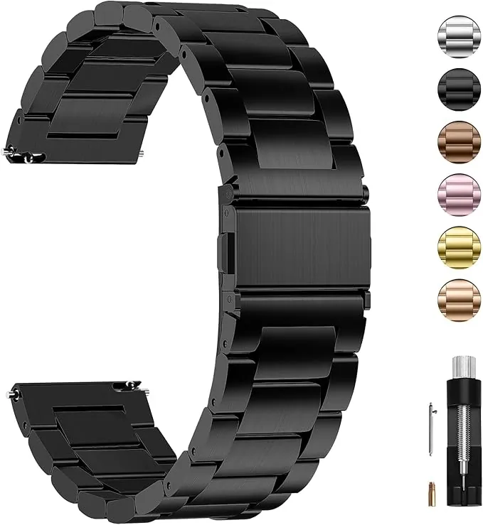 Fullmosa 4 Colores para Correa Metálica de Reloj de Liberación Rápida, Pulsera Reloj de Acero Inoxidable 14mm 16mm 18mm 19mm 20mm 22mm 24mm