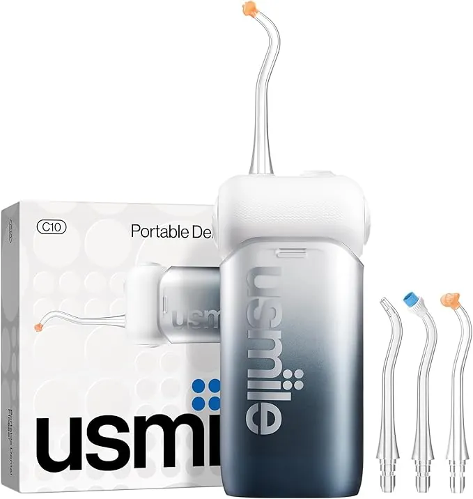 usmile Irrigador bucal portátil C10 – 95 días de duración de la batería, 4 modos de limpieza, depósito de 180 ml, IPX7 resistente al agua, ideal para viajes, aparatos ortopédicos, implantes y encías