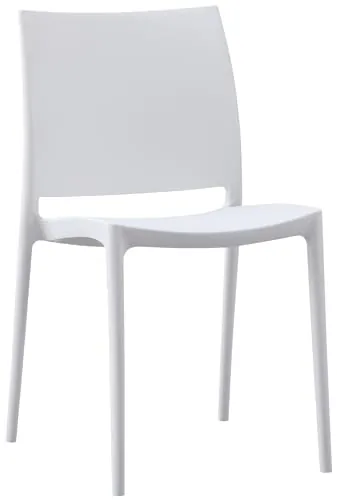 CLP Silla de Jardin apilable y Resistente a la Intemperie Meton, Silla de Exterior con Respaldo, Resistente a UV, plastico, hasta 150 kg, Color:Blanco