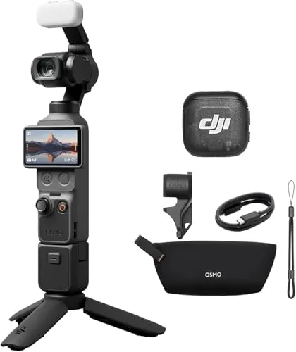 DJI Pack para Creadores Osmo Pocket 4 Bundle, cámara para videovlogs de Bolsillo con estabilizador, 1″ CMOS y 4K/240 fps (Combo de creador)