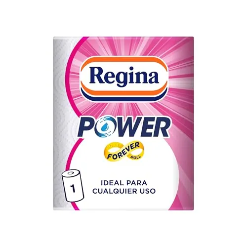 Regina Power, 1 Rollo de Papel de Cocina, 2 Capas | 340 Hojas, Adecuado para Limpiar Superficies Domésticas, Papel Certificado FSC