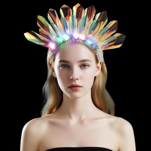TNSLAND Diadema Luminosa Mujer LED, Corona LED para Fiesta y Discoteca, Diadema LED con Tres Modos de Luz, Accesorio Luminoso para Carnaval Nochevieja Festival, Regalo Ideal Novia, Hermana Mejor Amiga