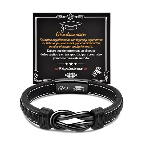 CheersLife Regalos Originales - Pulsera De Graduación Para Hombre - Ideas De Regalo Para Su Navidad Hombre Hijo Novio (Negro)
