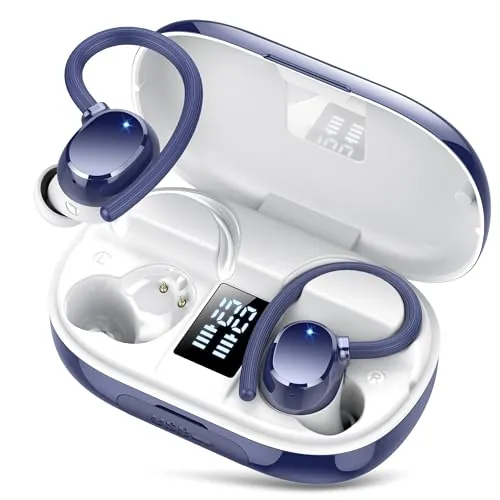 Auriculares Inalambricos Deportivos, 2026 Auriculares Bluetooth 5.3 HiFi Estéreo con Cancelación de Ruido ENC, Reproducción de 128H Pantalla LED Cascos Inalambricos, Control Táctil, IP7 Impermeable