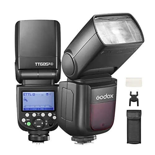 Godox TT685IIC Thinklite E-TTL Flash de cámara, Speedlite Autoflash GN60, transmisión inalámbrica 2.4G, función TCM, HSS 1/8000s, Compatible con cámara Canon DSLR 5D 6D 7D 77D 80D 100D 200D 750D 750D