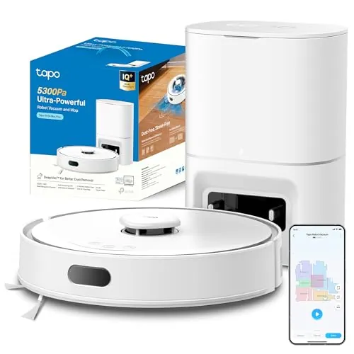 Tapo RV30 MAX Plus White-Robot Aspirador y Fregasuelos, Base Autolimpieza