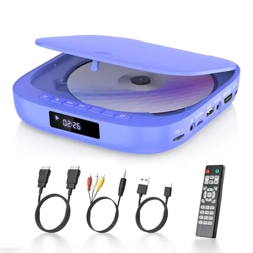 Reproductor DVD Mini Desobry, Reproductor DVD de televisión 1080P, Player región con HDMI, Incluye Cable HDMI/RCA y Control Remoto, admite Entrada USB/TF