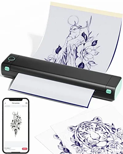 Phomemo M08F Impresora Tattoo Termocopiadora Impresora Tatuajes Termica Tattoo Máquinas de Tatuaje con 10pcs Termocopiadora Tatuaje Papel de Tatuaje