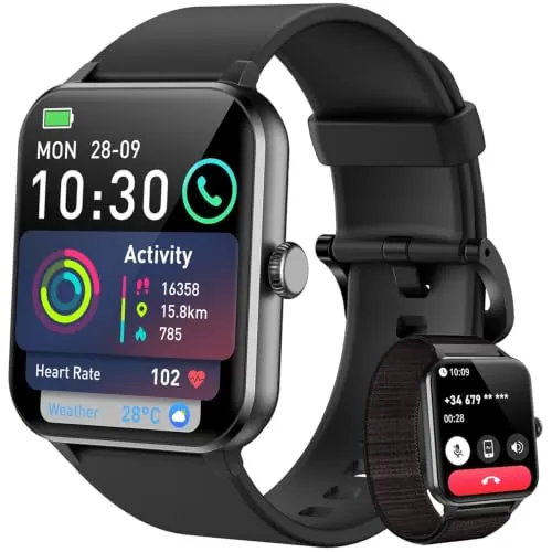 Blackview Smartwatch Hombre (Realizar/Recibir Llamadas), 1.85" Reloj Inteligente Hombre - Pulsómetro/Oxímetro/Sueño, Whatsapp Mensajes, Pulsera Actividad - 100 Modos Deportivos, Podómetro, Android iOS