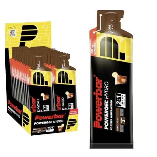 Powerbar - PowerGel Hydro - Cola - 24x67ml - Gel energético alto en carbohidratos - Sodio - 100mg de cafeína