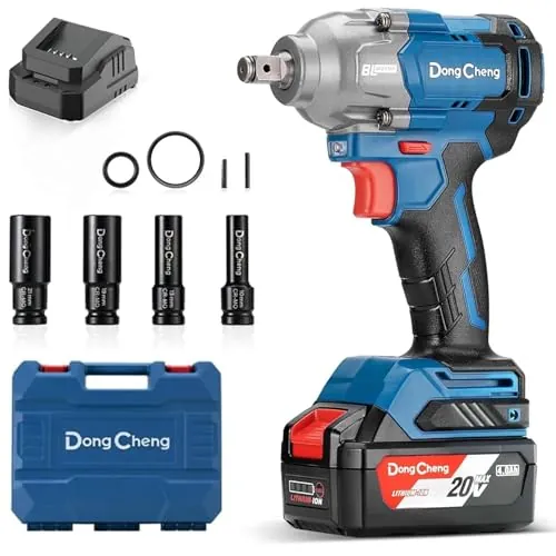 Dong Cheng Llave de Impacto Inalámbrica 682N.m con Batería de 4.0Ah, 20V