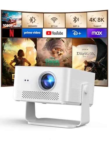 【Android 14 & 800 ANSI】 Magcubic Proyector 4K 8K Soporta, Proyector Portatil 1080P Nativo con WiFi 6, Bluetooth 5.4, Enfoque Automático, Corrección Trapezoidal Automática, Rotación 180°, HY450Max