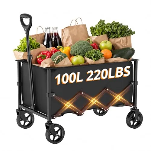 Carrito de Festival Plegable con Ruedas y Mango telescópico para jardinería, Camping, Compras y Deportes al Aire Libre