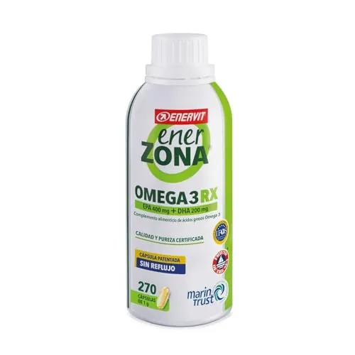 Enervit EnerZona Omega 3RX, Sin Retrogusto, Certificado IFOS, Suplementos de Ácidos Grasos Omega 3 EPA y DHA para Corazón, Vista y Cerebro, Sin Gluten, 270 Cápsulas de 1g