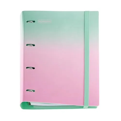 Miquelrius - Carpeta Archivador 4 Anillas A4 Polyfoam, Mint y Rosa