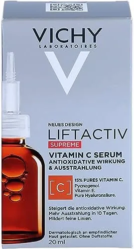 Vichy Sérum Antiedad, Con Vitamina C, Antioxidante, Combate los Signos de Envejecimiento, la Falta de Luminosidad y el Aspecto Fatigado, Liftactiv, 20 ml