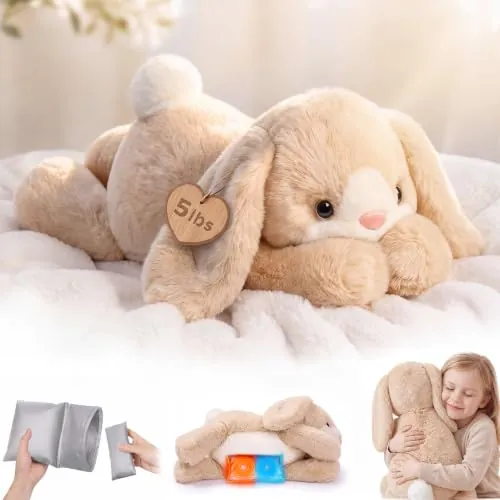 Mewaii Peluche Conejo Blanco Tumbado, 2,4 kg, Cojín Térmico | Animal de Peluche 58 cm, almohadilla extraíble, microondas/enfriable, abrazo envolvente, regalo para niñas y adolescentes