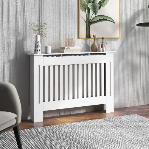 HOMCOM Cubre Radiadores Cubierta de Radiador 112x19x81cm Blanco