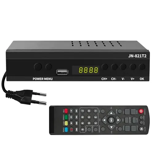 Decodificador Digital terrestre 2026 H.265 Hevc Main 10 bits, decodificador DVB-T2 Receptor Digital Terrestre TV SCART Full HD 1080p recibe Todos los Canales gratuitos, soporta Multimedia PVR