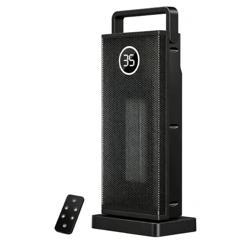 Calefactor de Bajo Eléctrico 2000W, Temporizador, Mando y Oscilación 60° | 3 Modos, Termostato Ajustable, Mando, Temporizador 2–12H Y Apagado Por Vuelco O Sobrecalentamiento Para Uso Interior