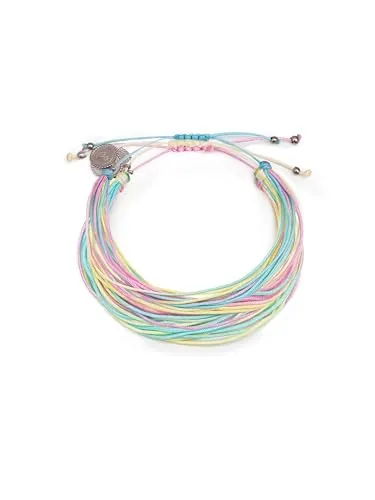 SINGULARU - Pack 3 Pulseras Pastel Rainbow. Acero y Hilo. Joyas Para Mujer.