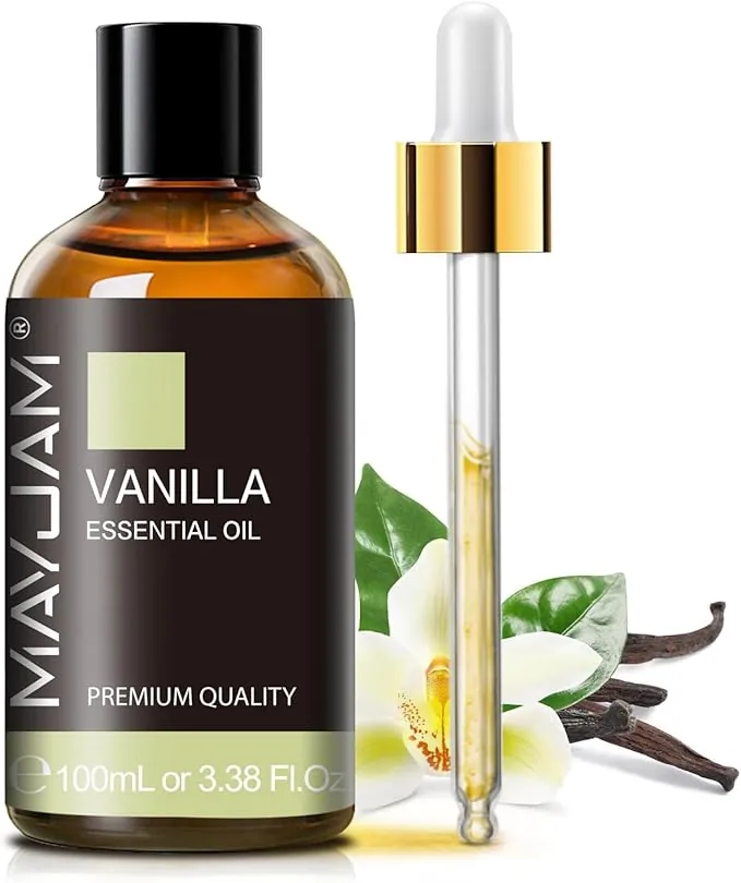 Aceites Esenciales de Vainilla 100ML, MAYJAM Aceite de Vainilla 100% Puro, Ideal para Aromaterapia Aroma Difusor Fragancia Aceite Masaje