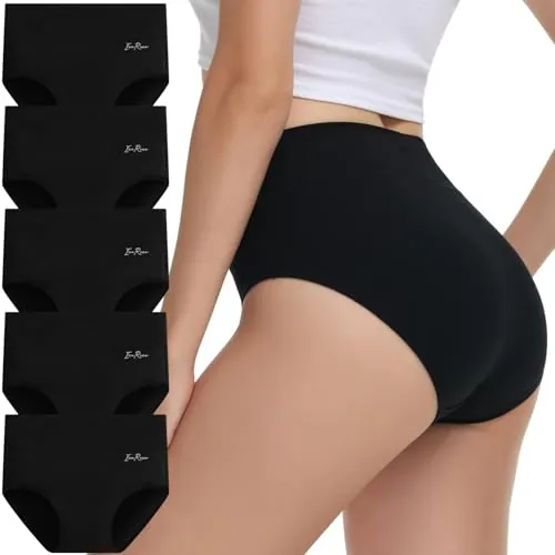 IceReco Bragas Talla Grande Algodon Braguitas Postparto Alta Pack 5 Negro